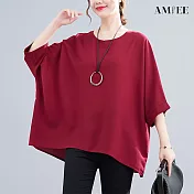 【AMIEE】純色圓領短袖T恤女上衣(KDTY-921B) F 棗紅
