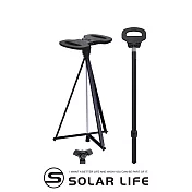 Solar Life 索樂生活 座椅手杖.折疊柺杖椅 柺杖凳 老人手杖 摺疊步行凳 柺杖椅凳 黑