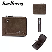 【Baellerry 佰利瑞】4卡簡約外置卡片拉鏈零錢男用短夾(D5102)_06075 _棕色