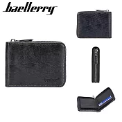 【Baellerry 佰利瑞】4卡素面防盜刷橫紋拉鏈零錢男用短夾(D5107)_10075 _黑色