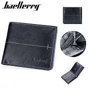 【Baellerry 佰利瑞】6卡雙開暗格長拉鏈零錢男用短夾(D3242) 19075 黑色x橫款