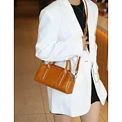 O-ni O-ni新品精選優質頭層植鞣牛皮輕巧多功能好評升級追加款百搭波斯頓實用托特包(品質保證)(bag-6104) 黃色