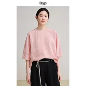 ltyp旅途原品100%色織亞麻文藝小衫女夏極簡純色寬鬆百搭襯衣上衣 M L M 櫻花粉