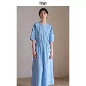 ltyp旅途原品 高支高密色織100%匹馬棉連衣裙 極簡鬆弛度假風長裙 M L  M 海鹽藍
