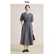 ltyp旅途原品 高支高密色織100%匹馬棉連衣裙 極簡鬆弛度假風長裙 M L  M 錫器灰
