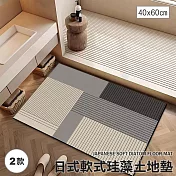 【E.dot】日式簡約風軟珪藻土廚房地墊 (60x40) 灰色