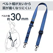 ELECOM 戶外多功能手機肩背帶(附單口不鏽鋼夾片)- 30mm深藍