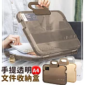 【EZlife】A4手提透明文件收納盒 透明咖啡