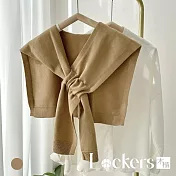 【Lockers 木櫃】外搭條紋針織薄披肩 L114051901 F 駝色