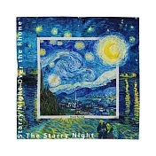 翡冷翠文創印象派藝術中絲巾｜梵谷《星夜+隆河上的星夜》