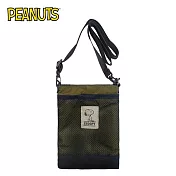 【日本正版授權】史努比 尼龍 隨身側背包 斜背包/側背包/隨身小包 Snoopy/PEANUTS - 綠色款