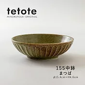 【日本Minoru】Tetote窯燒 陶瓷深盤15cm ‧ 橄綠
