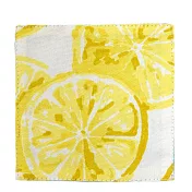 【日本Tomo】Lemon清新檸檬 純棉萬用杯墊 ‧ 白