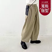 【慢。生活】日系純色百搭休閒寬鬆闊腿褲 J12214  FREE 綠色