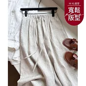 【慢。生活】薄款寬鬆顯瘦高腰拖地闊腿褲 27366  FREE 麻色