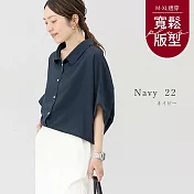 【慢。生活】日系夏季蝙蝠袖翻領排扣襯衫 J12217  FREE 深藍