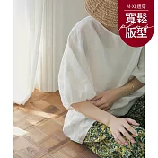 【慢。生活】夏季舒適棉麻寬鬆女式上衣 8245  FREE 白色