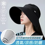 【KISSDIAMOND】加大帽檐防曬黑膠空頂遮陽帽(KDH-Z292) F 時尚黑