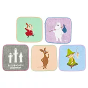 【日本丸真】Moomin 迷你小方巾五入組 姆明的夥伴 姆明的夥伴