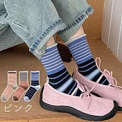 【AnZa】多巴胺純棉捲邊條紋復古拼色堆堆襪短襪中筒襪   B組