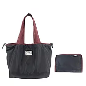 【素包包】購物袋 輕便撞色可摺疊束口環保超市購物(61045) _黑色