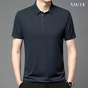 【AMIEE】冰絲涼感商務休閒Polo衫(男裝/KDTY-136B) M 藏青