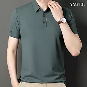 【AMIEE】華夫格翻領短袖Polo衫(男裝/KDTY-2414) M 豆綠