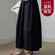 【慢。生活】鬆緊高腰A字花苞蓬蓬裙 9090  FREE 黑色