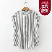 【慢。生活】立領雙層棉紗無袖襯衫 6548  FREE 灰條紋