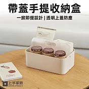 【上手家居】手提桌面收納盒六格款(手提收納盒/文具收納盒/塑膠收納盒/盒子收納盒/多格收納盒) 透明蓋六格