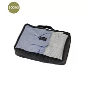 日本3COINS-風格簡約可壓縮旅行衣物收納袋M 黑M