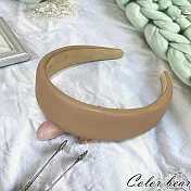 【卡樂熊】韓系寬邊復古皮革造型髮箍(五色)- 奶茶色