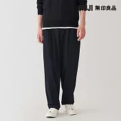 【MUJI 無印良品】男速乾舒適打褶寬版褲 S 暗藍