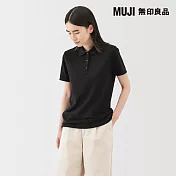 【MUJI 無印良品】女水洗鹿子織短袖POLO衫 S 黑色