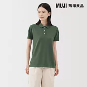 【MUJI 無印良品】女水洗鹿子織短袖POLO衫 S 綠色