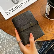 O-ni O-ni頭層牛皮荔枝紋2折中夾/拉鍊零錢包/卡包(bag-6122) 黑色