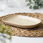 【日本野田】美濃燒｜潑水十草 陶瓷長型餐盤18.7cm ‧ 陶白