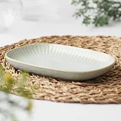 【日本野田】美濃燒｜潑水十草 陶瓷長型餐盤18.7cm ‧ 水藍