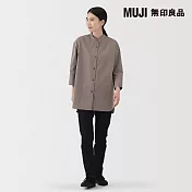 【MUJI 無印良品】女速乾平織布七分袖襯衫式長版衫 M 摩卡棕