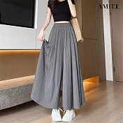 【AMIEE】山本風涼感冰絲顯瘦褲裙(KDPY-415) M 灰色