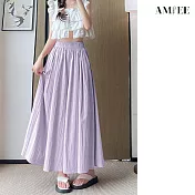 【AMIEE】山本風涼感冰絲顯瘦褲裙(KDPY-415) M 紫色