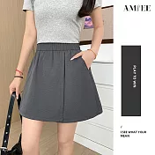 【AMIEE】山本風涼感冰絲短褲裙(KDPY-608B) L 灰色