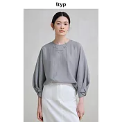ltyp旅途原品 皺感醋酸天絲肌理小衫 夏季新款極簡優雅蝙蝠袖上衣 M L  M 灰霧藍