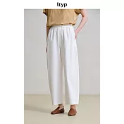ltyp旅途原品 日本進口亞麻棉蘿蔔褲 文藝慵懶顯瘦休閒褲中長褲女 M L  L 象牙白