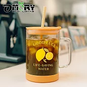 【OMORY】果漾玻璃把手吸管杯650ml- 檸檬(黃)