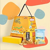 【老楊】123遊台灣歡樂組合禮盒(鹹蛋黃方塊酥70g*3包+霜鹽奶油方塊酥70g*3包+贈品老楊環保袋*1個)
