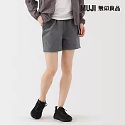 【MUJI 無印良品】女撥水加工彈性短褲 M 墨灰