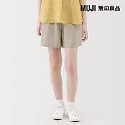 【MUJI 無印良品】女亞麻水洗短褲 S 原色