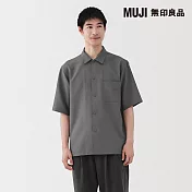 【MUJI 無印良品】男透氣彈性五分袖襯衫 S 灰白