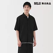 【MUJI 無印良品】男透氣彈性五分袖襯衫 S 黑色